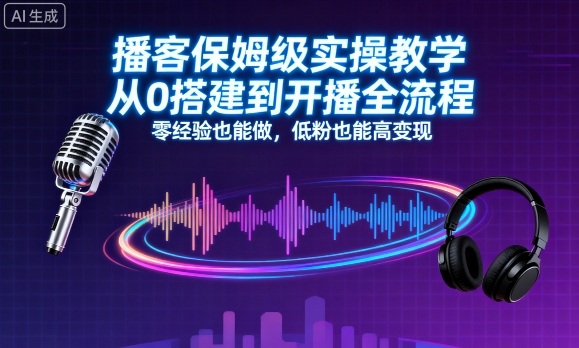 播客保姆级实操教学,从0搭建到开播全流程,零经验也能做,低粉也能高变现-K6源码网