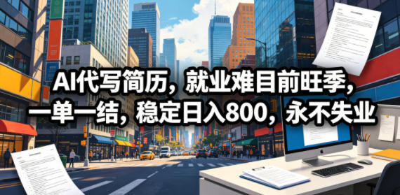 AI代写简历,就业难目前旺季,一单一结,稳定日入800,永不失业-K6源码网