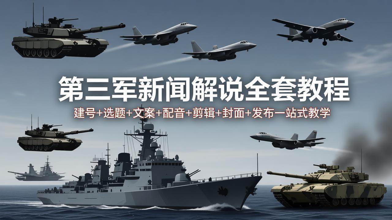 （18081期）第三军迷新闻解说全套教程：建号+选题+文案+配音+剪辑+封面+发布一站式教学-K6源码网