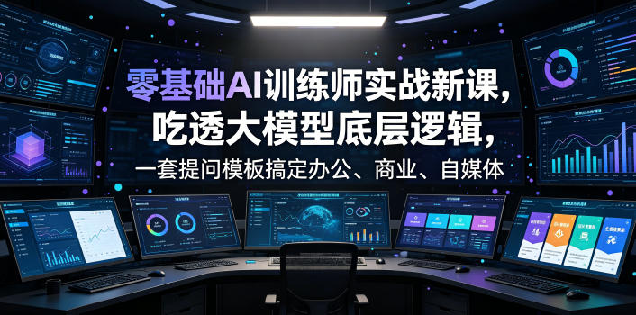零基础AI训练师实战课,吃透大模型底层逻辑,一套提问模板搞定办公、商业、自媒体、设计、生活全场景AI落地应用-K6源码网