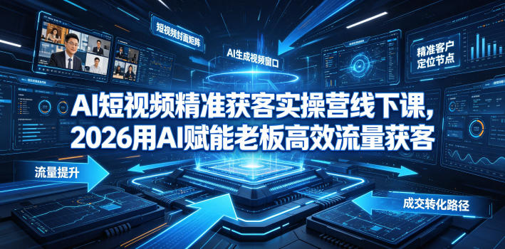 AI短视频精准获客实操营6月10-14号线下课，2026用AI赋能老板高效流量获客-K6源码网