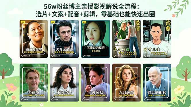 （18579期）56万粉丝博主亲授影视解说全流程：选片+文案+配音+剪辑，零基础也能快速出圈-K6源码网