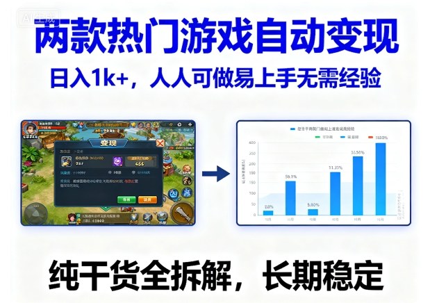 两款热门游戏自动变现，日入1k+，人人可做易上手无需经验，纯干货全拆解，长期稳定【揭秘】-K6源码网