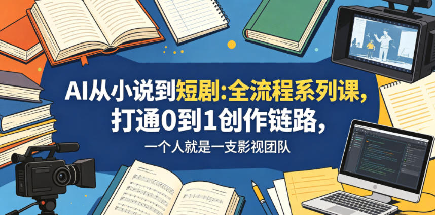 AI从小说到短剧全流程系列课，打通0到1创作链路，一个人就是一支影视团队-K6源码网