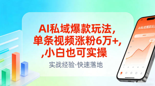 AI私域爆款玩法，单条视频涨粉6W+，小白也可实操-K6源码网
