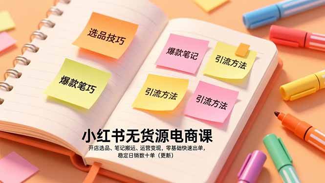 （17018期）小红书无货源电商课，开店选品、笔记搬运、运营变现，零基础快速出单，稳定日销数十单（更新）-K6源码网