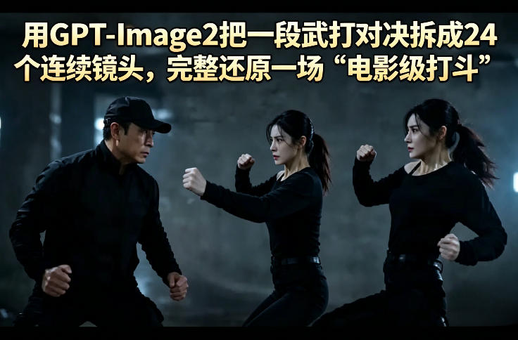 用GPT-Image2把一段武打对决拆成24个连续镜头，完整还原一场“电影级打斗”-K6源码网