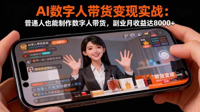 (16377期)AI数字人带货变现实战:普通人也能制作数字人带货,副业月收益达8000+-K6源码网