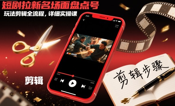 短剧拉新名场面盘点号玩法剪辑全流程,详细实操课-K6源码网