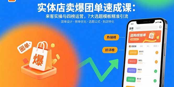 （15834期）实体店卖爆团单速成课：来客实操与四榜运营，7大选题模板精准引流-K6源码网