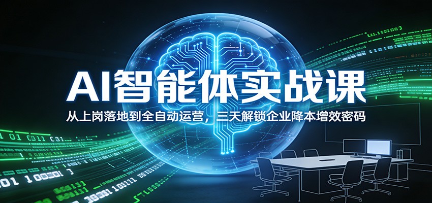 AI智能体实战课：从上岗落地到全自动运营，三天解锁企业降本增效密码-K6源码网