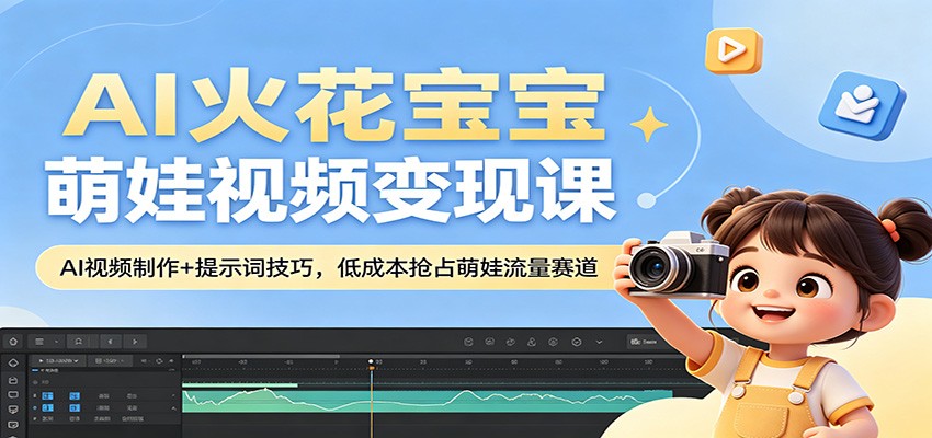 AI火花宝宝萌娃视频变现课：AI视频制作+提示词技巧，低成本抢占萌娃流量赛道-K6源码网
