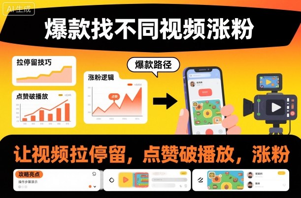 爆款找不同视频涨粉,让视频拉停留,实现点赞,破播放,涨粉-K6源码网