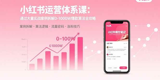 （15792期）小红书运营体系课：通过大量实战案例拆解0-1000W爆款算法全攻略-K6源码网
