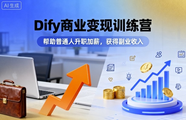 Dify商业变现训练营,帮助普通人升职加薪,获得副业收入-K6源码网