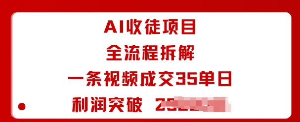 AI收徒项目全流程拆解一条视频成交35单日利润突破1k+-K6源码网