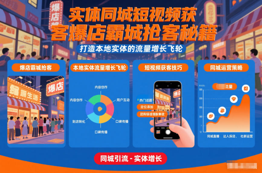 实体同城短视频获客爆店霸城抢客秘籍，打造本地实体的流量增长飞轮-K6源码网