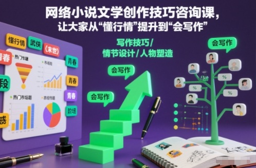 网络小说文学创作技巧咨询课，让大家从“懂行情”提升到”会写作”的高度-K6源码网