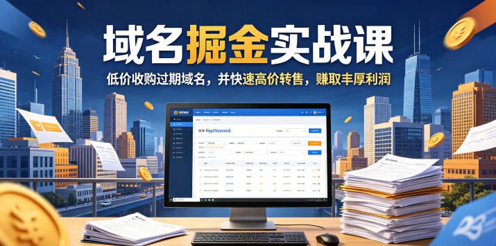 域名交易掘金实战课，低价收购过期域名，并快速高价转售，賺取丰厚利润【原创双语字幕】-K6源码网