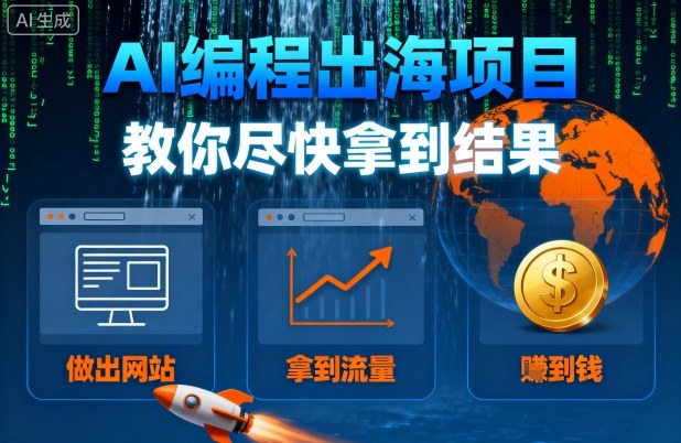 AI编程出海项目,教你尽快拿到结果-做出网站、拿到流量、賺到钱-K6源码网