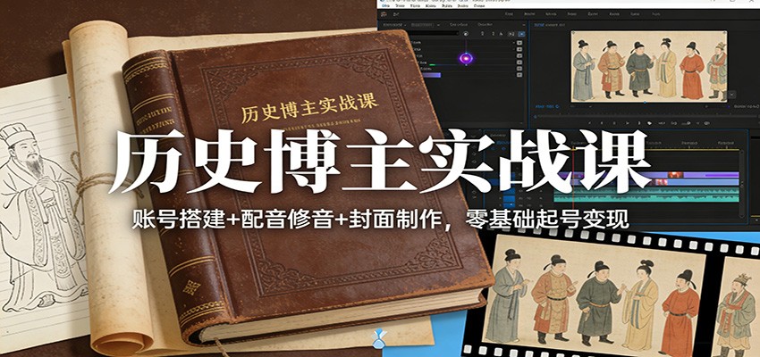 历史博主实战课：账号搭建+配音修音+封面制作，零基础起号变现-K6源码网