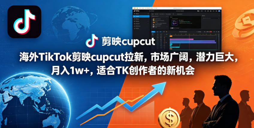 海外TikTok剪映cupcut拉新，市场广阔，潜力巨大，月入1w+，适合TK创作者的新机会-K6源码网