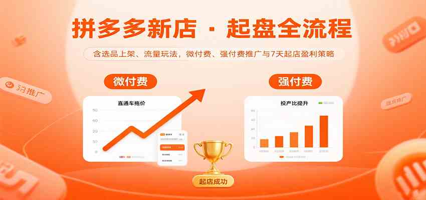 拼多多新店起盘全流程,含选品上架、流量玩法,微付费、强付费推广与7天起店盈利策略-K6源码网