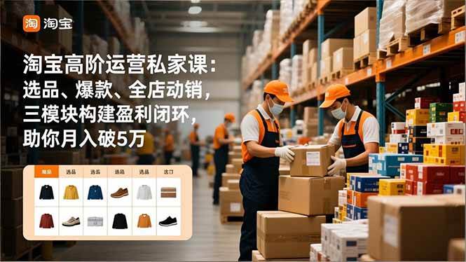 （16865期）淘宝高阶运营私家课：选品、爆款、全店动销，三模块构建盈利闭环，助你月入破5万-K6源码网