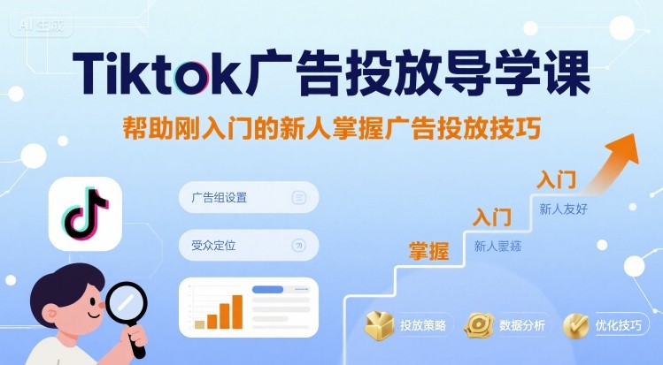 Tiktok广告投放导学课,帮助刚入门的新人掌握广告投放技巧-K6源码网