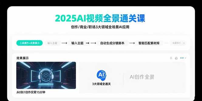 (15762期)2025AI视频全景通关课:涵盖创作/商业/职场3大领域 掌握AI全场景应用-K6源码网