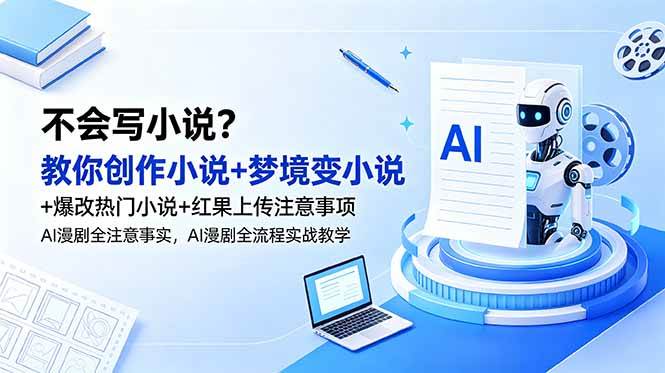 (18801期)不会写小说?教你创作小说+梦境变小说+爆改热门小说+红果上传注意事项,AI漫剧全流程实战教学-K6源码网