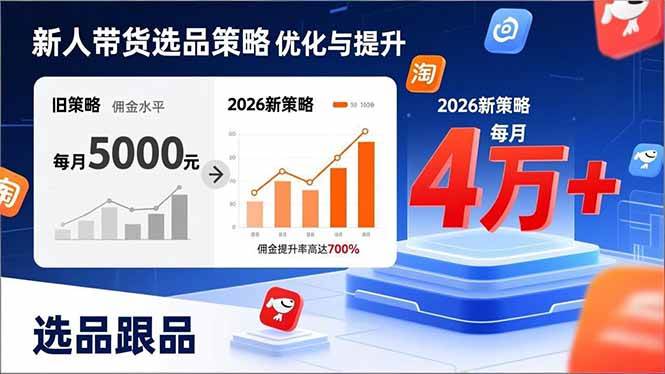 （17480期）新人带货别瞎选品！这套2026全新选品跟品策略，让我的佣金从0做到每月4万+-K6源码网