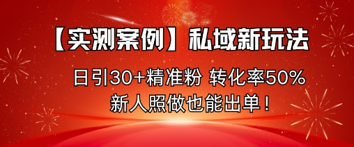 【实测案例】私域新玩法,日引30+精准粉,转化率50%,新人照做也能出单!-K6源码网