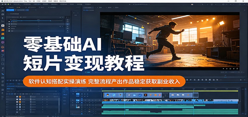 零基础AI短片变现教程:软件认知搭配实操演练,完整流程产出作品稳定获取副业收入-K6源码网