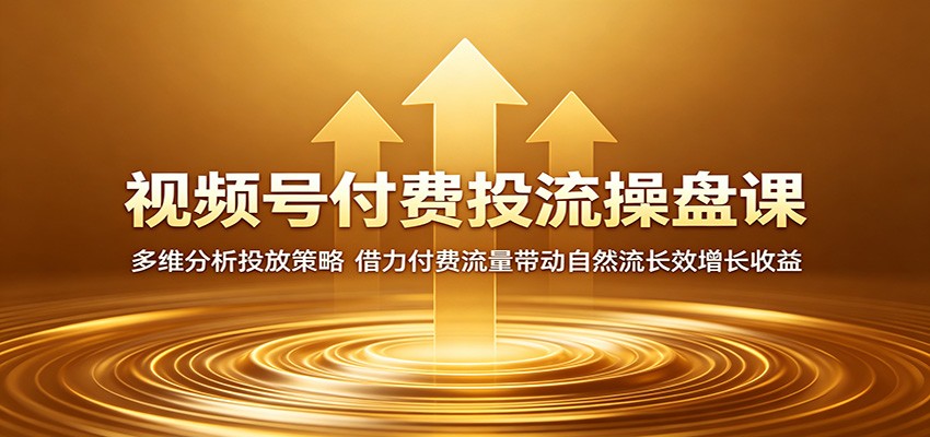 视频号付费投流操盘课:多维分析投放策略,借力付费流量带动自然流长效增长收益-K6源码网