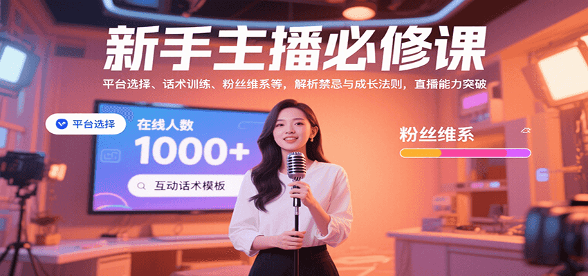 新手主播必修课:平台选择、话术训练、粉丝维系等,解析禁忌与成长法则,突破直播能力-K6源码网