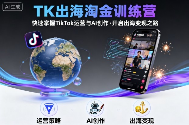 TK出海淘金训练营，助你快速掌握TikTok运营与AI创作，开启出海变现之路-K6源码网