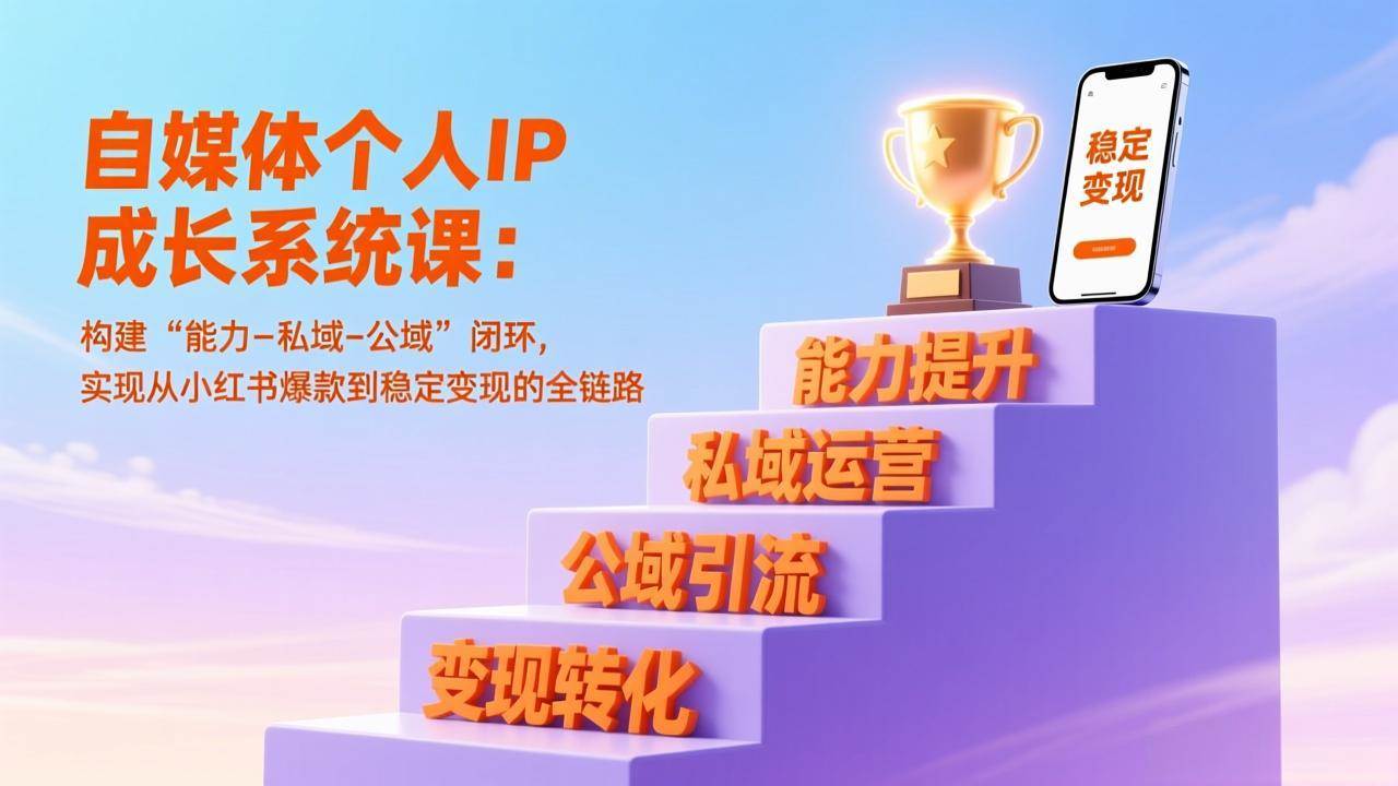 （17192期）自媒体个人IP成长系统课：构建“能力-私域-公域”闭环，实现从小红书爆款到稳定变现的全链路-K6源码网