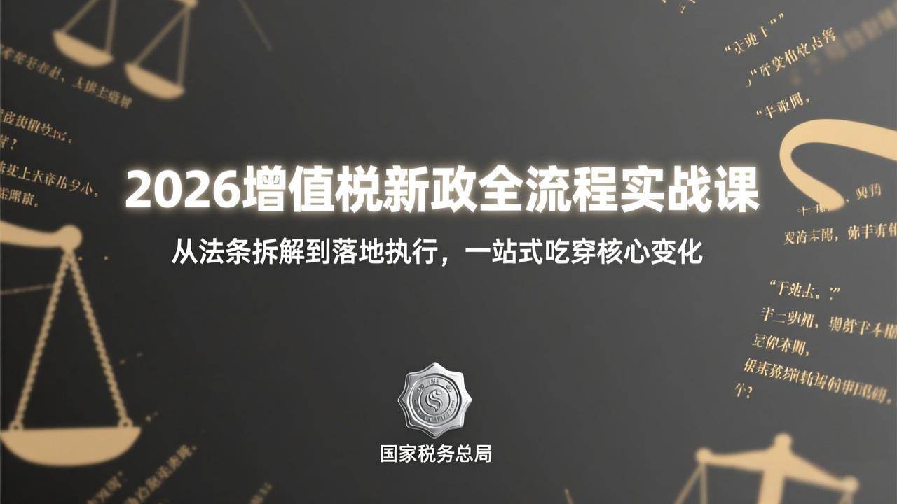 （17529期）2026增值税新政全流程实战课：从法条拆解到落地执行，一站式吃透核心变化-K6源码网