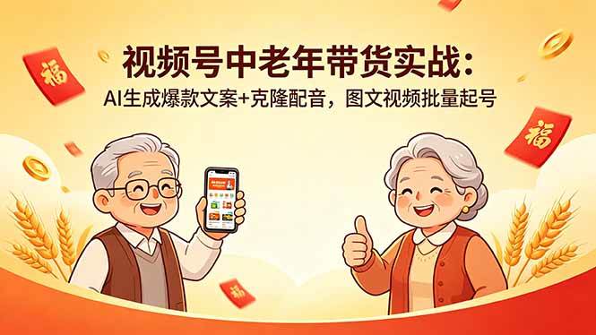 （18396期）视频号中老年带货实战：AI生成爆款文案+克隆配音，图文视频批量起号-K6源码网