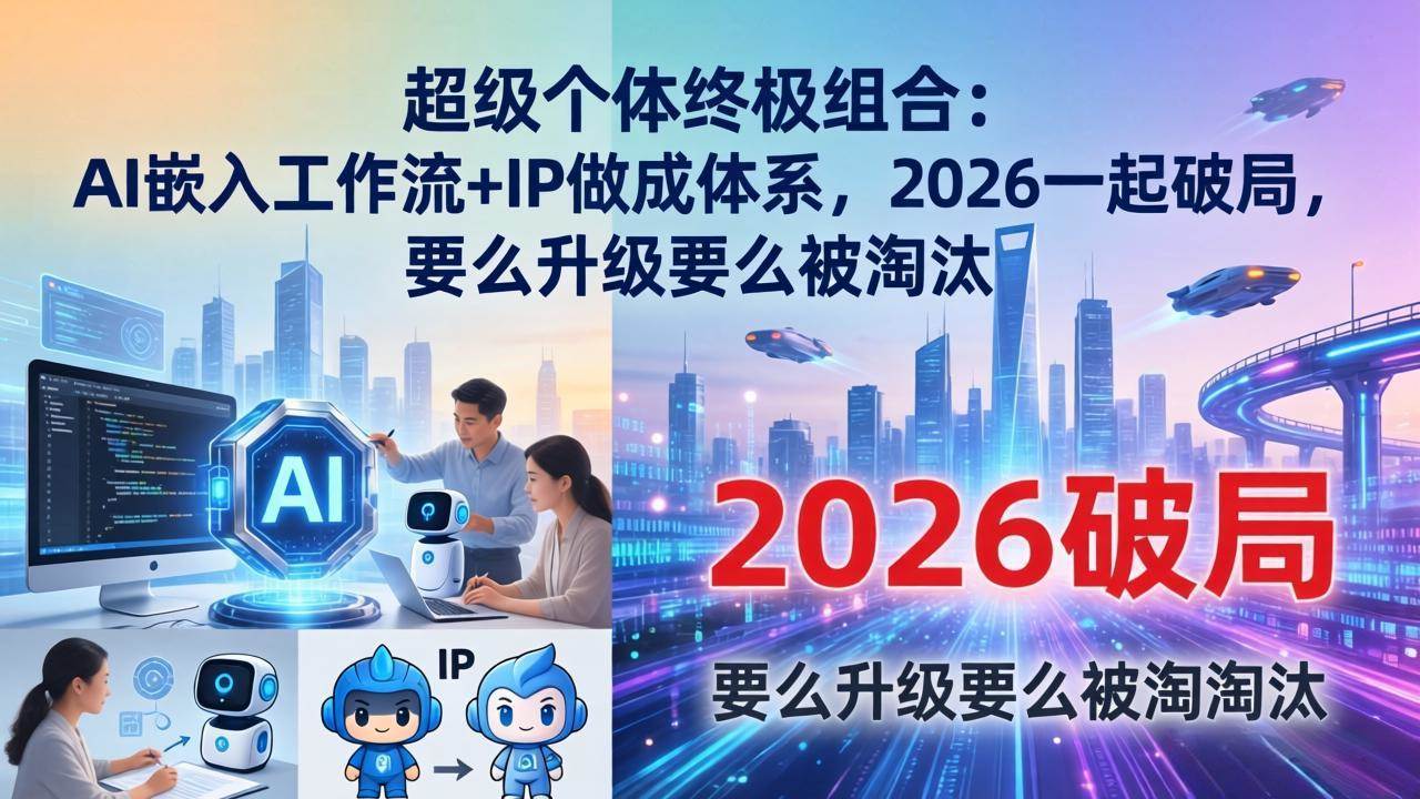 （17808期）超级个体终极组合-更新：AI嵌入工作流+IP做成体系，2026一起破局，要么升级要么被淘汰-K6源码网