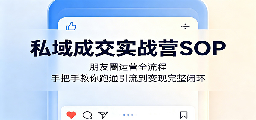 私域成交实战营SOP：朋友圈运营全流程，手把手教你跑通引流到变现完整闭环-K6源码网
