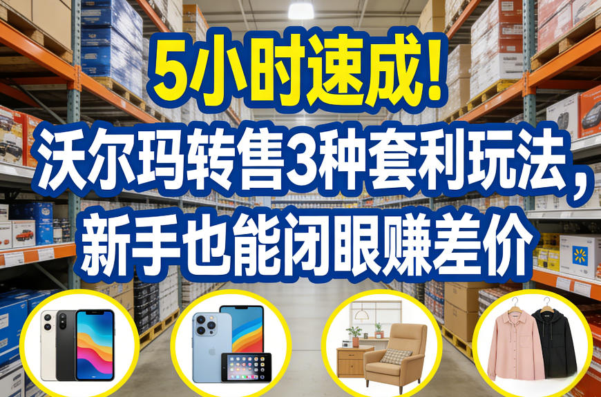 5小时速成！沃尔玛转售3种套利玩法，新手也能闭眼賺差价-K6源码网
