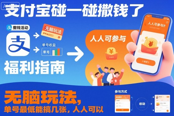 支付宝碰一碰撒钱了，无脑玩法，单号最低能搞几张，人人可以撸【揭秘】-K6源码网