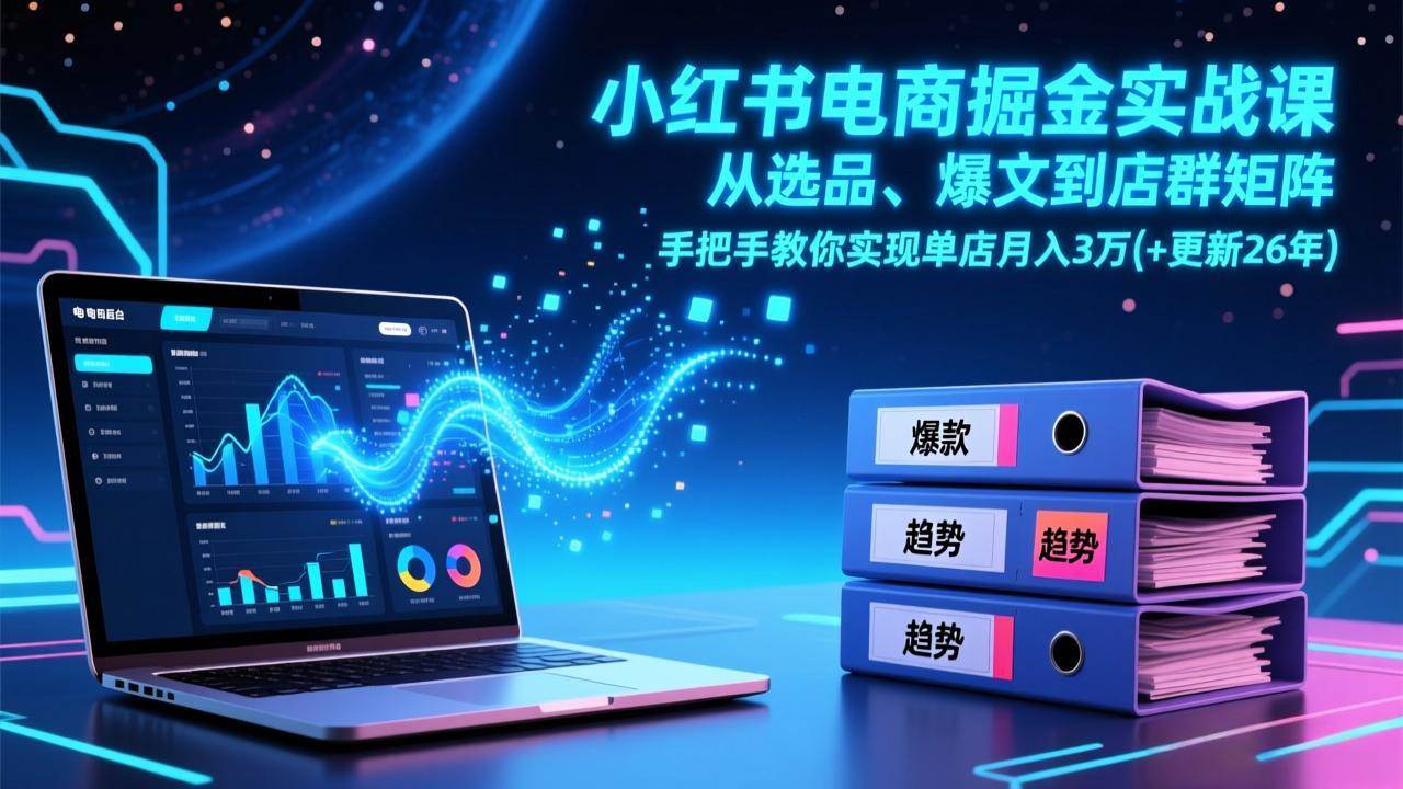 （17290期）小红书电商掘金实战课，从选品、爆文到店群矩阵，手把手教你实现单店月入3万+(更新26年)-K6源码网