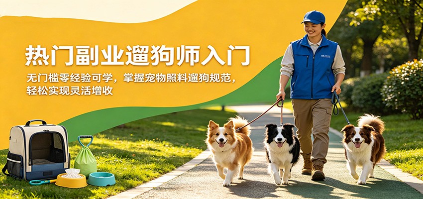热门副业遛狗师入门，无门槛零经验可学，掌握宠物照料遛狗规范，轻松实现灵活增收-K6源码网
