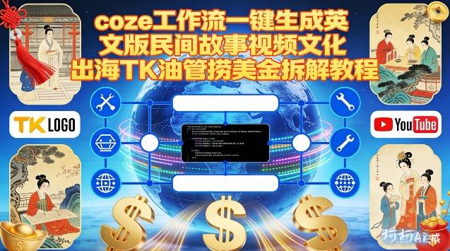 Coze扣子工作流一键生成英文版民间故事视频，文化出海TK油管捞美金拆解教程-K6源码网