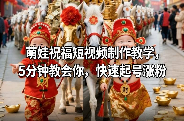 萌娃祝福短视频制作教学，5分钟教会你，快速起号涨粉-K6源码网