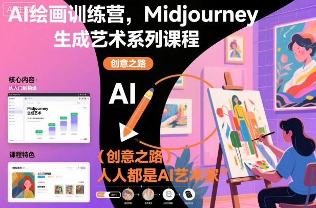 AI绘画训练营，Midjourney生成艺术系列课程，人人都是AI艺术家-K6源码网