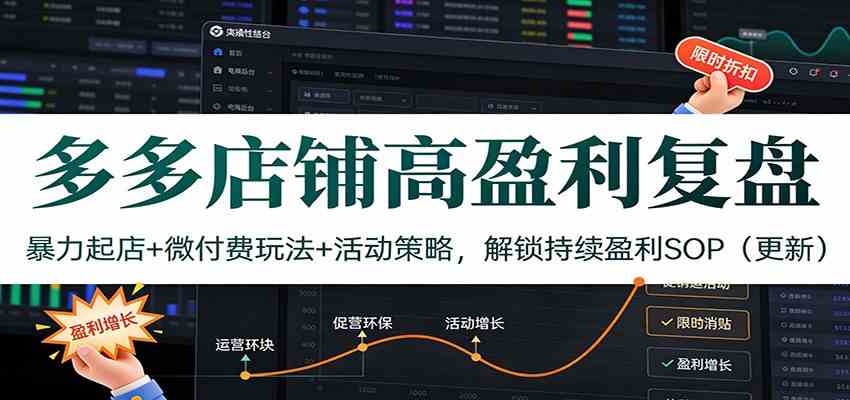 多多店铺高盈利复盘：暴力起店+微付费玩法+活动策略，解锁持续盈利SOP（更新）-K6源码网
